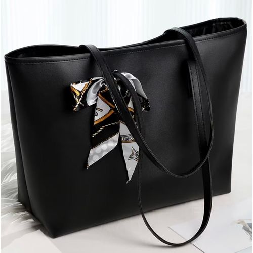 Women's Elegant Tote Bag with Magnetic Closure & Scarf Decoration - Large Capacity Suitable for School, Commuting,, Gift Handbag, Magnetic Closure Handbag with Scarf Accessory