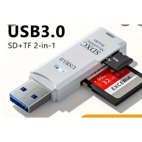 2-in-1 USB 3.0 & 2.0 Card Reader, 5Gbps High-Speed RS -MMC - UHS - I Cards, PVC, Compatible with PC and Camera Storage, Micro Sd Card to USB Adapter - All in one