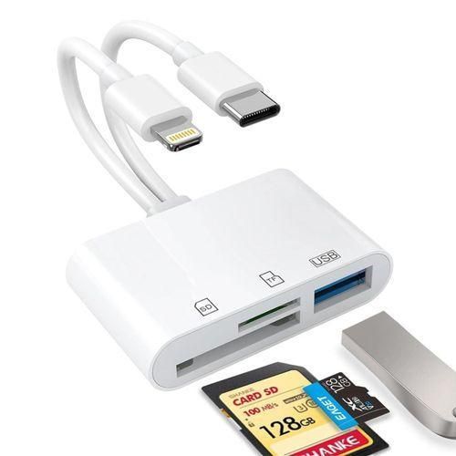 USB-C SD Card Reader for Type-C and Apple Devices, Dual-Port SD Card Adapter, Camera Memory Card Reader, Supports SD, Micro SD, USB 3.0, Plug and Play.
