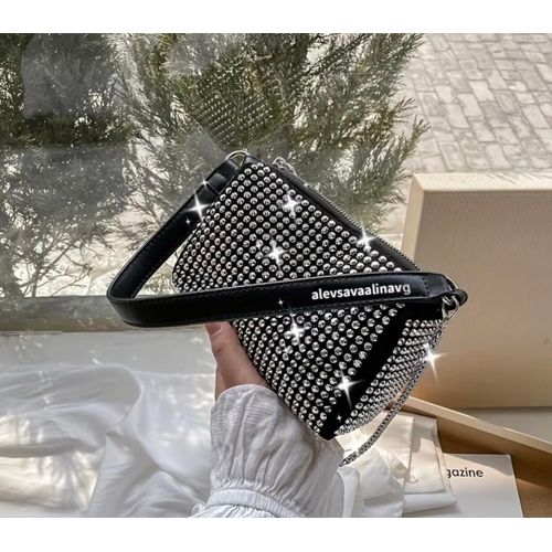 Stylish Women'S Bag with a Minimalist Design, Embellished with Rhinestones, Perfect for Nightclubs, Can Be Carried As a Shoulder Bag Or a Small Handbag