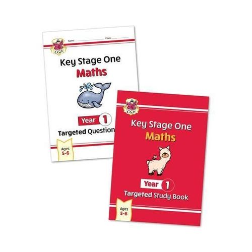 CGP KEY STAGE ONE MATHS YEAR 1 TARGETED STUDY BOOK AND QUESTION BOOK BUNDLE