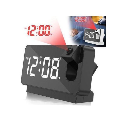 LED Projection Alarm Clock Digital Mirror Clock with Time Temperature Display and USB Charging for Bedroom