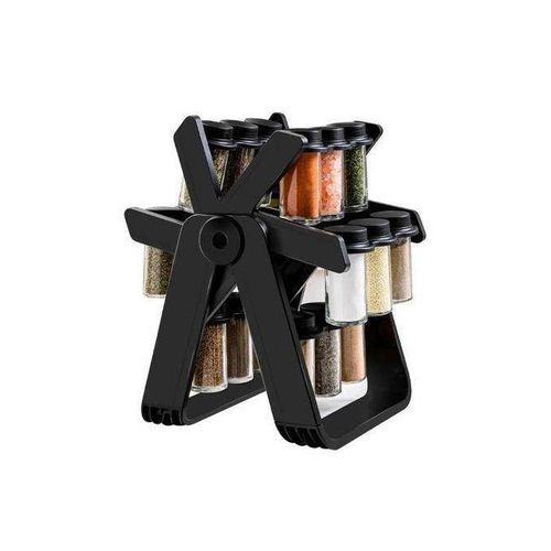 18 Jar Rotating Spice Rack Set – Multifunction Kitchen Spice Organizer With Transparent Seasoning Containers – Space Saving Spice Storage Stand