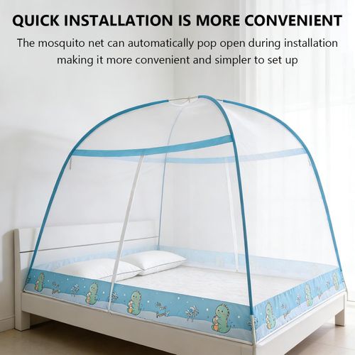 2m×1.8m Mosquito Net for Double Bed, No Installation, 360° Full Enclosure, Anti-Fall, Foldable with Zipper