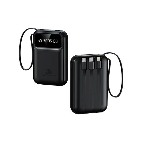 Mini External Charger 10000mAh 4-in-1 Built-in Cable Power Bank, 22.5W Fast Charging Portable Charger, Ultra Slim Lightweight External Battery for iPhone Samsung Huawei Xiaomi