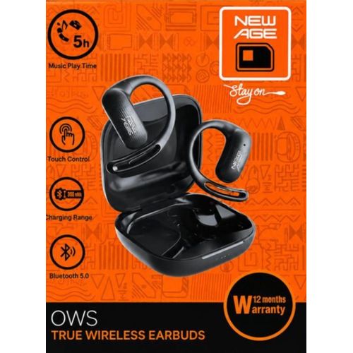 High Standard New Age OWS True Wireless Earbuds - Open Ear Hook - 5H Playtime - Bluetooth 5.0 - Touch Control - 300mAh Case - Sports Earbuds