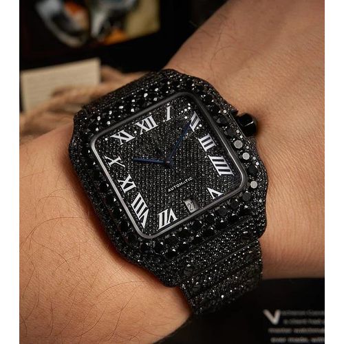 Very icy Powerful Black Stone And Unique Wrist watch 001 + Bracelet 4 Guys