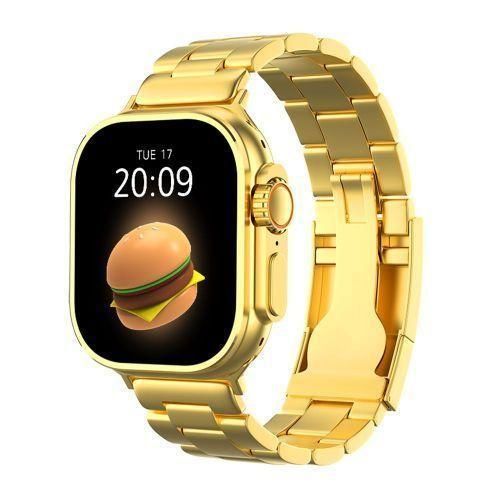 LATEST 2025 New Watch Ultra Gold Series 9 Smartwatches Men GPS NFC IP67 Smart Watches+Free Cellular Black Strap