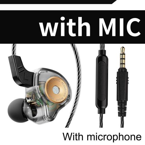 Pro In-Ear Stage Monitor Wired Headphones (Wire Control with Mic) DEEP BASS HiFi Noise Isolation Corded for 3.5mm Jack for Music Gaming Video Calling – Gray