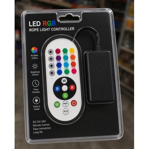 RGB LED Rope Light Controller with Remote (DC 5V–24V)
