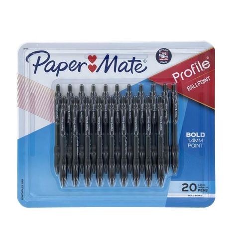 Paper Mate Profile Retractable Ballpoint Pens, Bold (1.4mm), Black (20 Count)