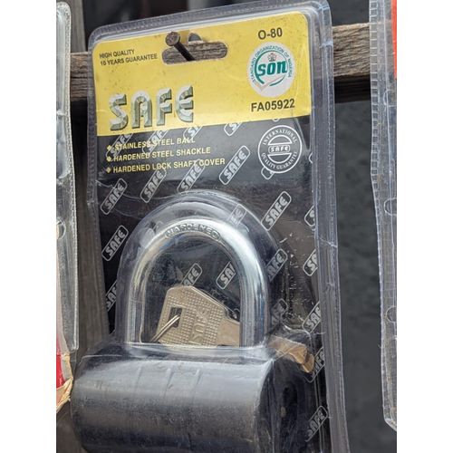 Safe O-80 Heavy Duty Rubber-Armored Security Padlock (Blister-Pack)
