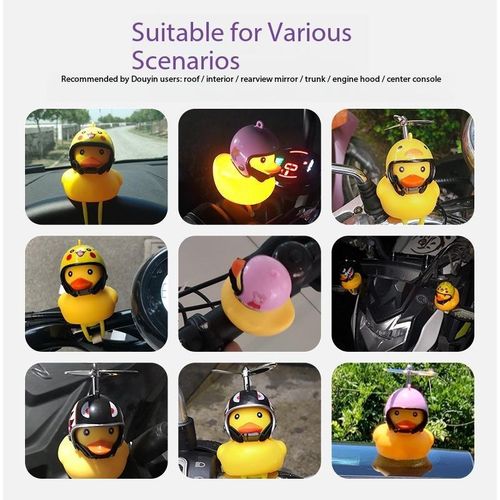 1PC Cute Yellow Duck Decoration For Car Helmet Motorcycle Bicycle, Internet Celebrity Duck Ornament, Bath Toy & Office Desktop Decor