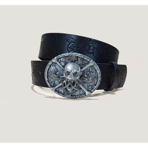 Black Pirates punk Bullets Skeleton Skull Rhinestone belt