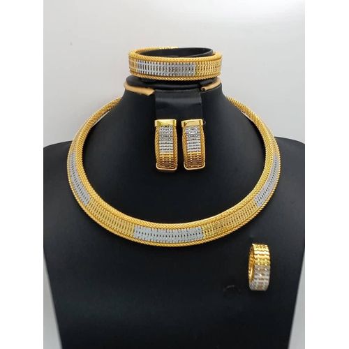 DUBAI VANGUARD: 4-PIECE ICED-OUT GOLD ZIRCONIA ENSEMBLE
