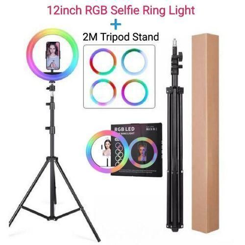 12-Inch RGB LED Selfie Ring Light with 2-Meter Adjustable Tripod Stand