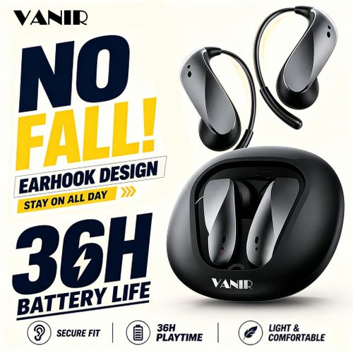 Wireless Earbuds Bluetooth 5.4 Open Ear Headphones with Deep Bass Stereo Sound Ultra Light Earhooks HD Call Low Latency Long Battery Life Earbuds for Sports Gaming Daily Use Compatible with iPhone Android Samsung Tecno Infinix