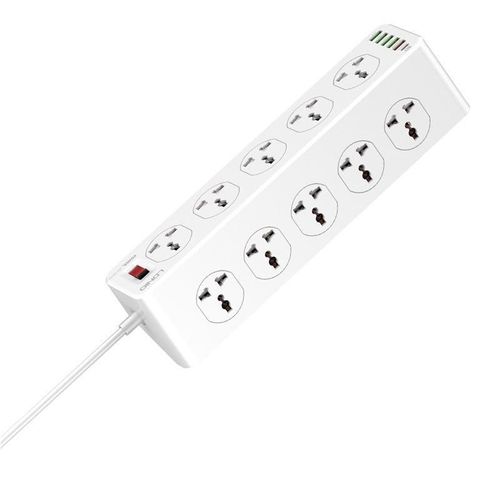 MULTI-PLUG UK/EU/US CHOICE 2500W 10A 10-WAYS OUTLETS 3 USB-A PORTS & 3 USB-C PORTS POWER EXTENSION CORD ,SPRING TYPE OUTLET,SURFACE MAX UNIVERSAL OUTLET, 2METES