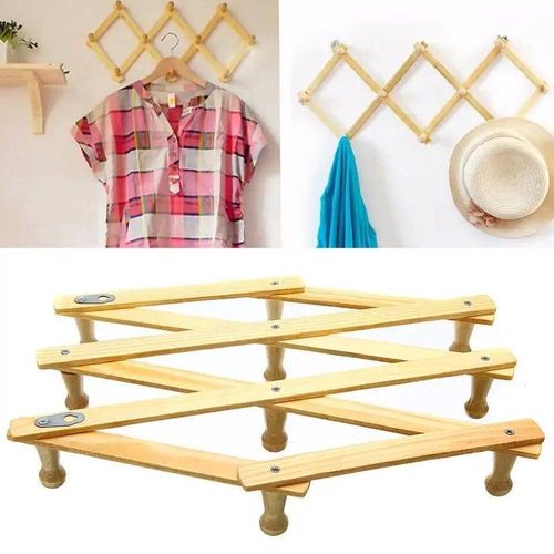Wall Hanger Wall Hanging Coat Holder Shelf Home Decoration Expandable Wooden Coat Rack for Hat Coat Kitchen Bedroom Living Room