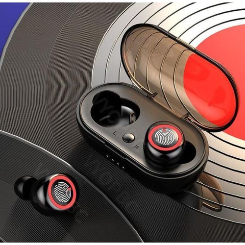 JC Y50 Wireless Bluetooth Earphone In Ear Headsets - blue in black