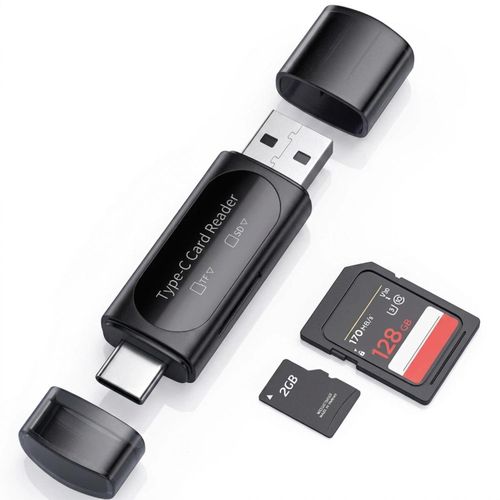 4in1 USB3.0 TypeC & USBA SD Card Reader, Dual Slot Adapter for SD/TF Cards