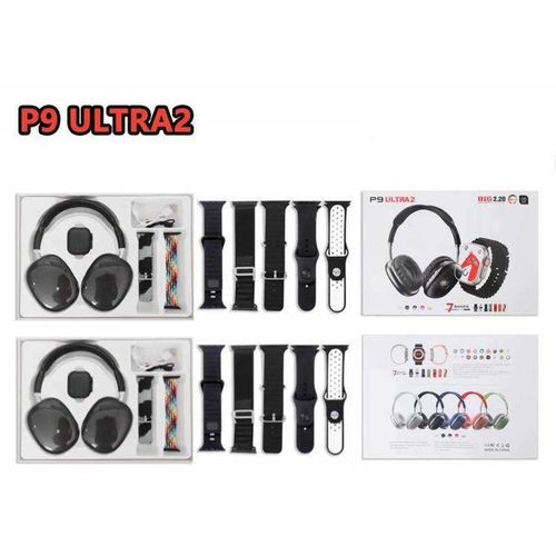 P9 Ultra 2 2.20 HD Ultra Clear Full touch Wireless Calls Water-proof Bluetooth Smartwatch With Wireless Bluetooth Headphones