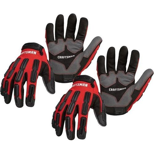 Craftsman Work Gloves, Anti-shock Impact Protection, Adjustable Cuff one Pair Pack