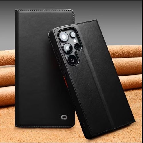 S26 Ultra Open & Close Phone Case & Pouch RICH BOSS - High-Quality Artificial Leather Case Designed, Featuring RFID Blocking, a Card Slot, a Kickstand, And Strong Magnetic Closure, Providing Shockproof & Camera Protection. (SAMSUNG) - ( Black )