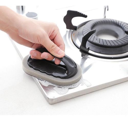 Sponge with handle for cleaning pots and bowls, cleaning and decontaminating the bottom of the pot, removing black dirt and rust.