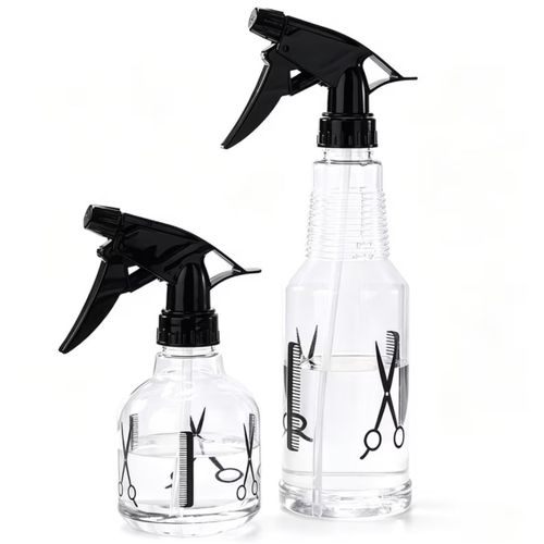 2pcs Professional Barber Hair Spray Bottle Set, Large & Small Refillable -Free Fine Mist Trigger Sprayer Suitable for Hair Styling, Salon & Home Use, TSA Suitable for Barber Shop, Durable Plastic Spray Bottles for Water Solutions