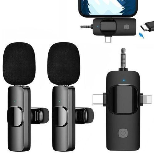 double wireless lapel mic Microphone For iPhone/Android Phone/Laptop/Camera