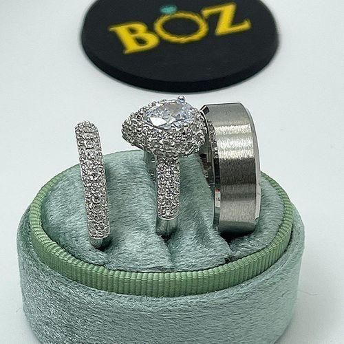 Original Sterling Silver 3pcs Paris Wedding Set