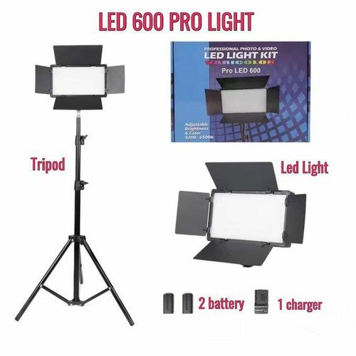 LED 600 PRO Professional Light With Tripod ,Rechargeable Battery And Charger ( Complete Set )