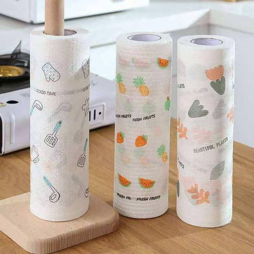 Eco-Friendly Reusable Kitchen Cleaning Printed Paper Towel Roll - 1pc