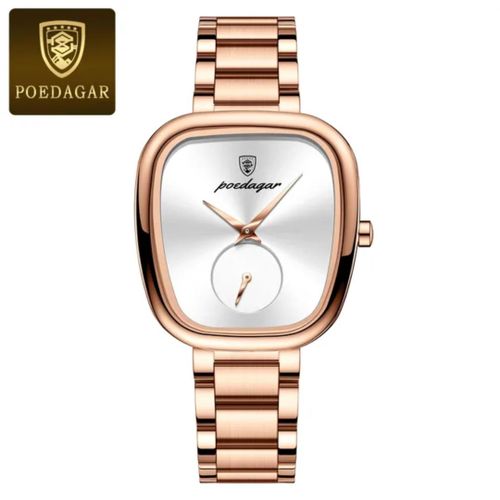 White Dial Rose Gold Strap Female Watch