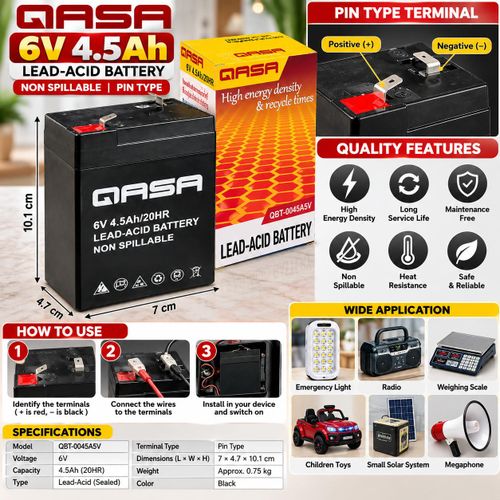 6V 4.5Ah Professional Power Backup Battery – Superior Rechargeable Lead-Acid Technology for Reliable Everyday Performance