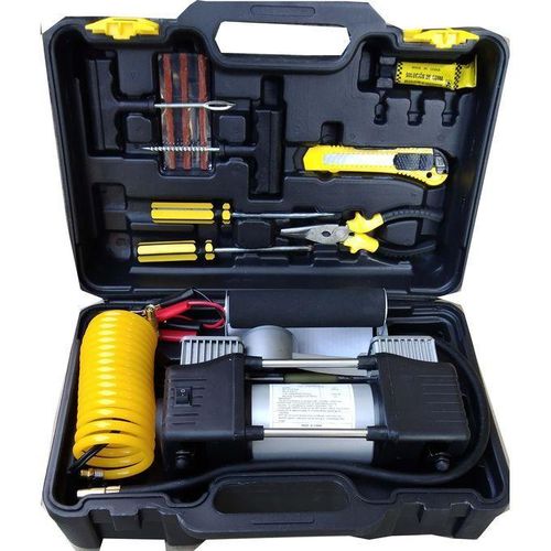 Car Tyre Pump Portable Electric Air Pump Inflator Set - Double Cylinder