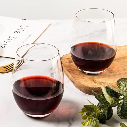 Classic Stemless Wine Glasses, Drinking Glasses, Ideal for Red and White Wine, Cocktail, Juice, Water, Beach, Wedding and Party Gifts