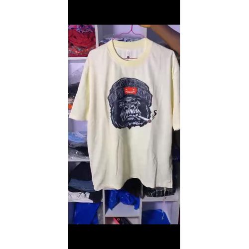 Pale yellow/cream T-shirt with gorilla print