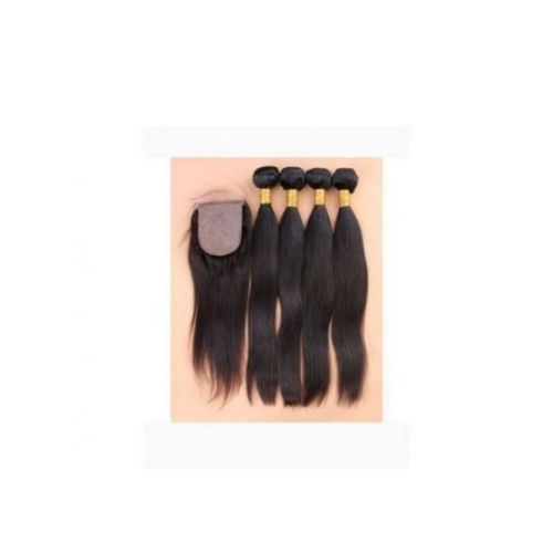 4 Quality Bundles Of Straight Weavon +Closure , 22 Inches