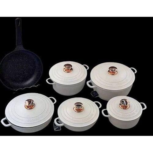 6pcs Set Non-stick Die Cast Iron Cookware- Non-Toxic Plus Free 1 dozen Wall Hook