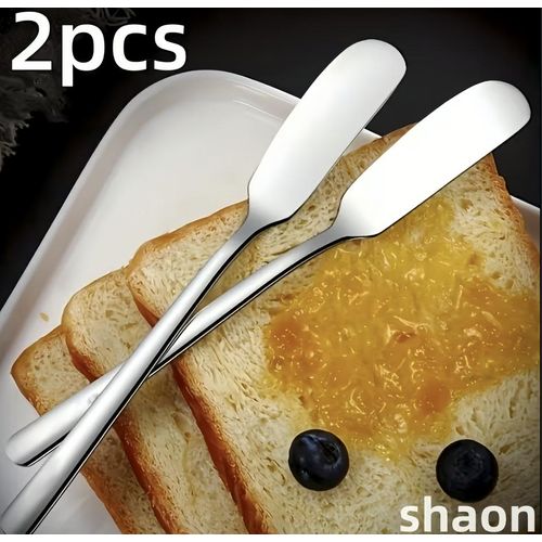 2-Pack Stainless Steel Butter Spreader Knives - Multi-Purpose Kitchen Utensils for Spreading Butter, Jam, Cheese & Peanut Butter