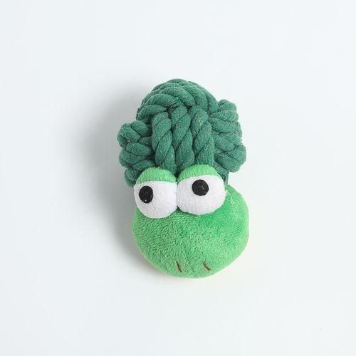 Plush Braided Dog Rope Frog Toy Green