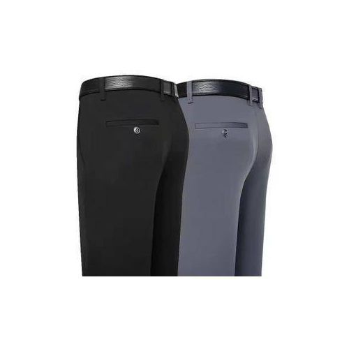 Quality Cotton Straight SUIT Trousers-Black And Grey