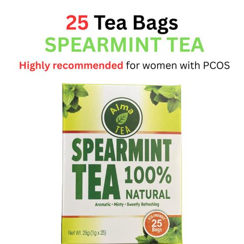 Natural Spearmint Tea Bags – Herbal Tea for PCOS Management, Facial Hair Reduction, Hormonal Health & Stress Relief 25 Tea Bags