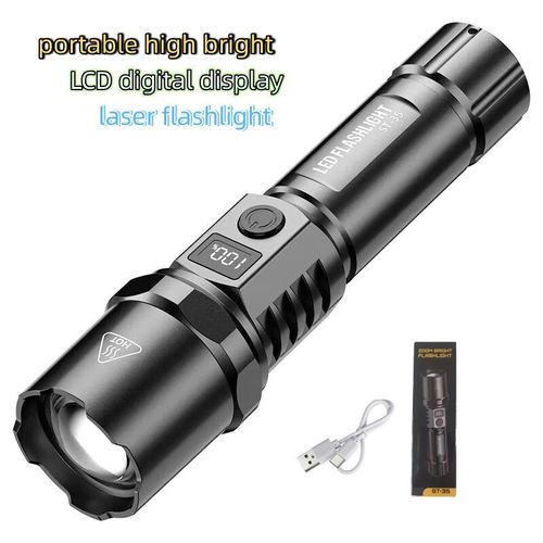 Outdoor portable digital rechargeable flashlight LCD electric display lighting flashlight strong light super bright charging laser flashlight
