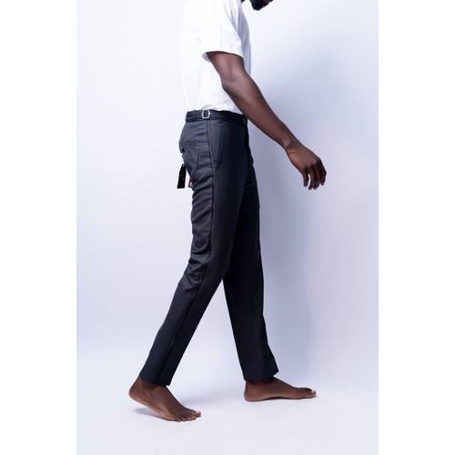 Grey Beltless Tuxedo Pants