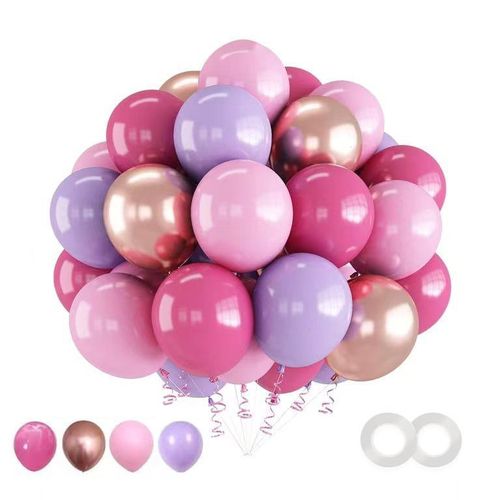 30pcs Latex Balloons Set with Confetti Thickened Metallic Rose Blush Pink Macaron Purple For Birthday, Wedding & Party Decorations & Supplies