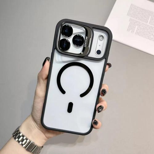 Shockproof Bracket Camera Protection Transparent Magnetic Phone Case for iPhone 17 pro max