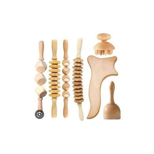 Pcs Wood Therapy Massage Tools, Maderoterapia Kit with Lymphatic Drainage Massager, Wooden Body Sculpting Tools, Pain Relief Wooden Massage Roller,Wooden Massager Roller Rope for Body Shaping Anti Cellulite (7Pcs) .